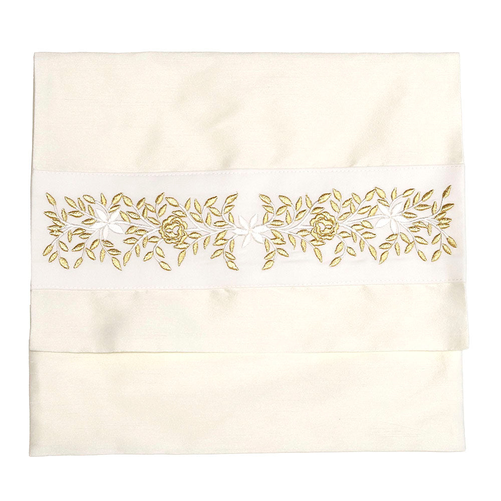 Gold Embroidered Rose Tallit Set