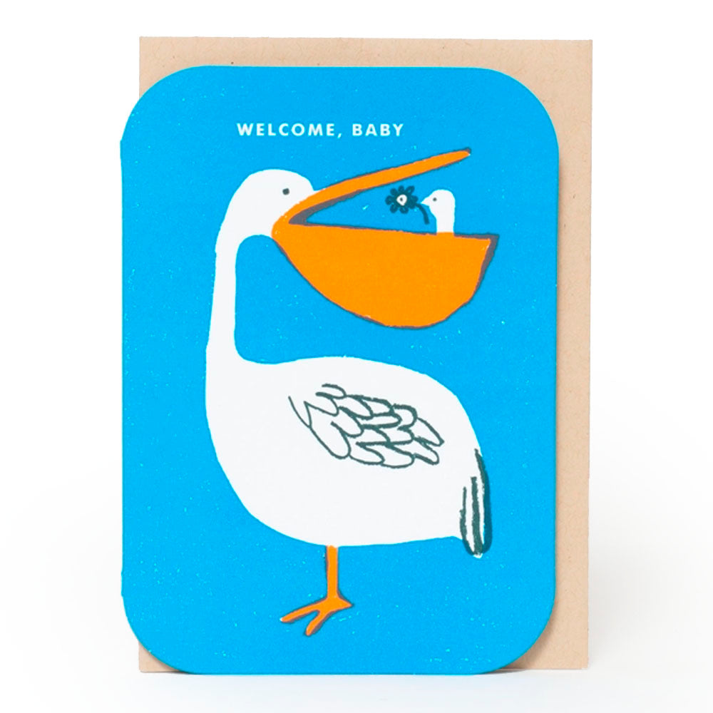 Baby Congrats Pelican Welcome Letterpress Greeting Card