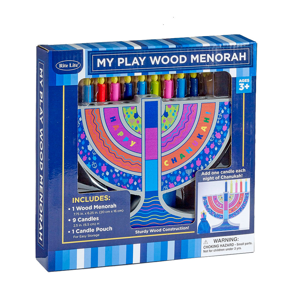 My Mini Wood Menorah & 9 Wood Candles