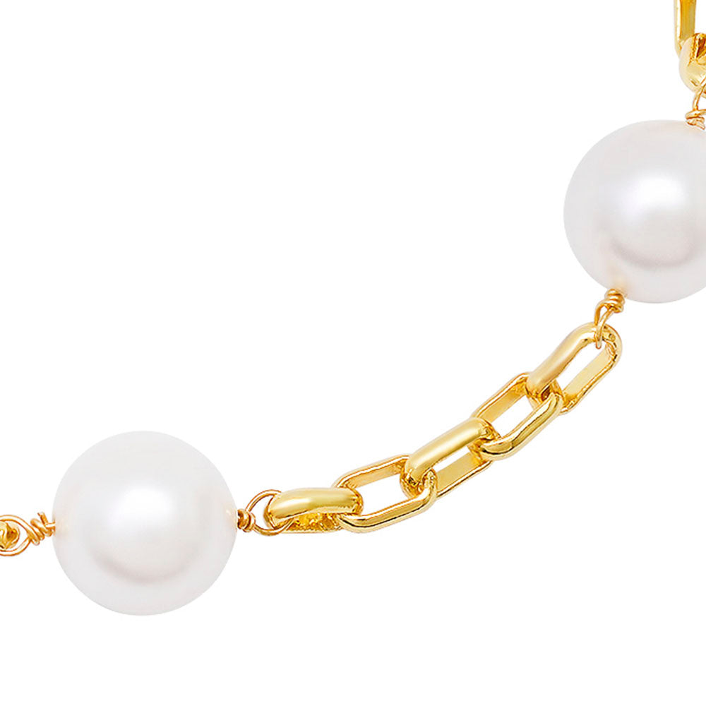 Delicate Oval Link Chain Bracelet with Pearl Stations