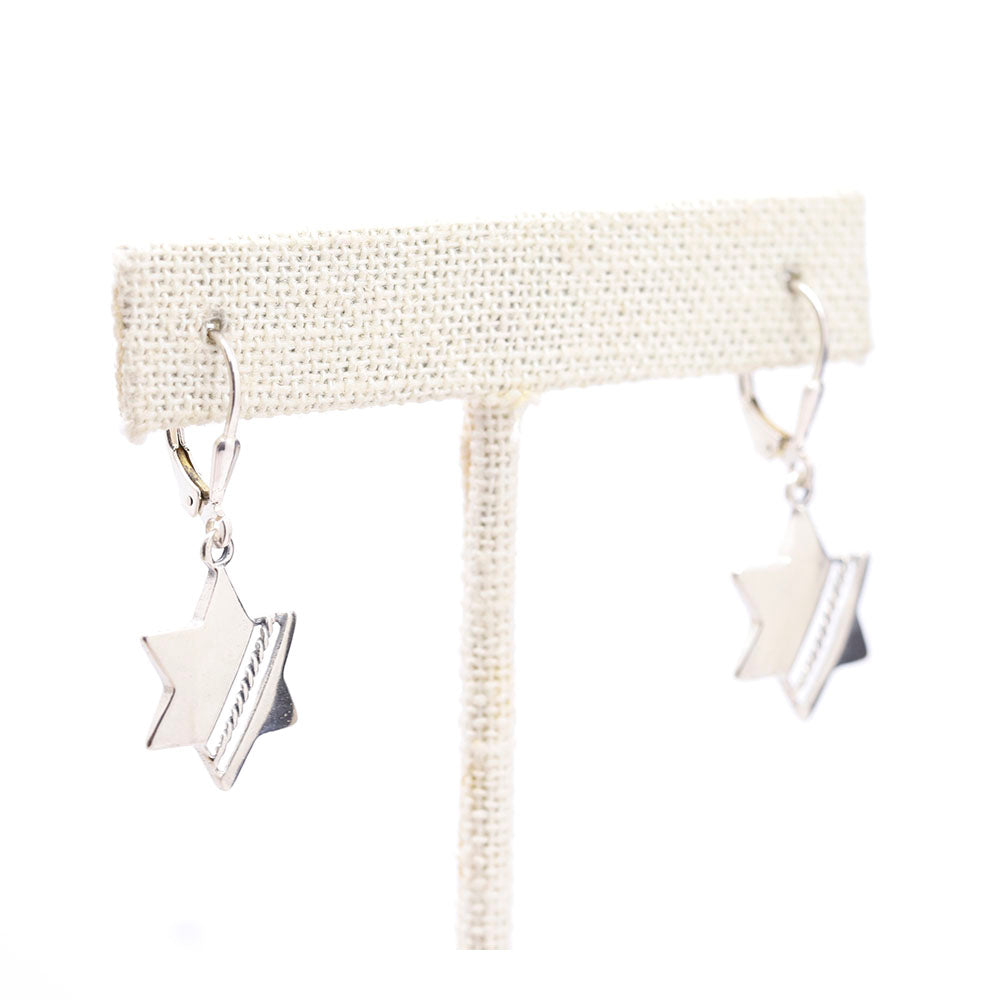 Sterling Cutaway Detail Star of David Earrings
