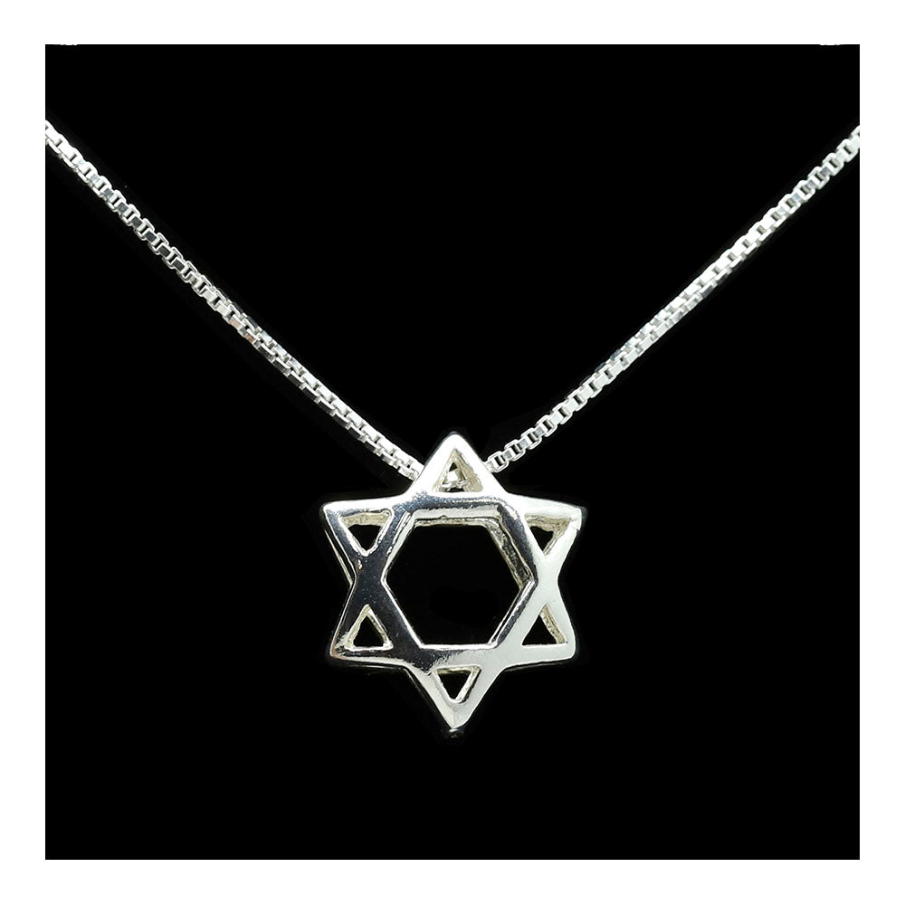 Sterling Double Star of David Slide Necklace