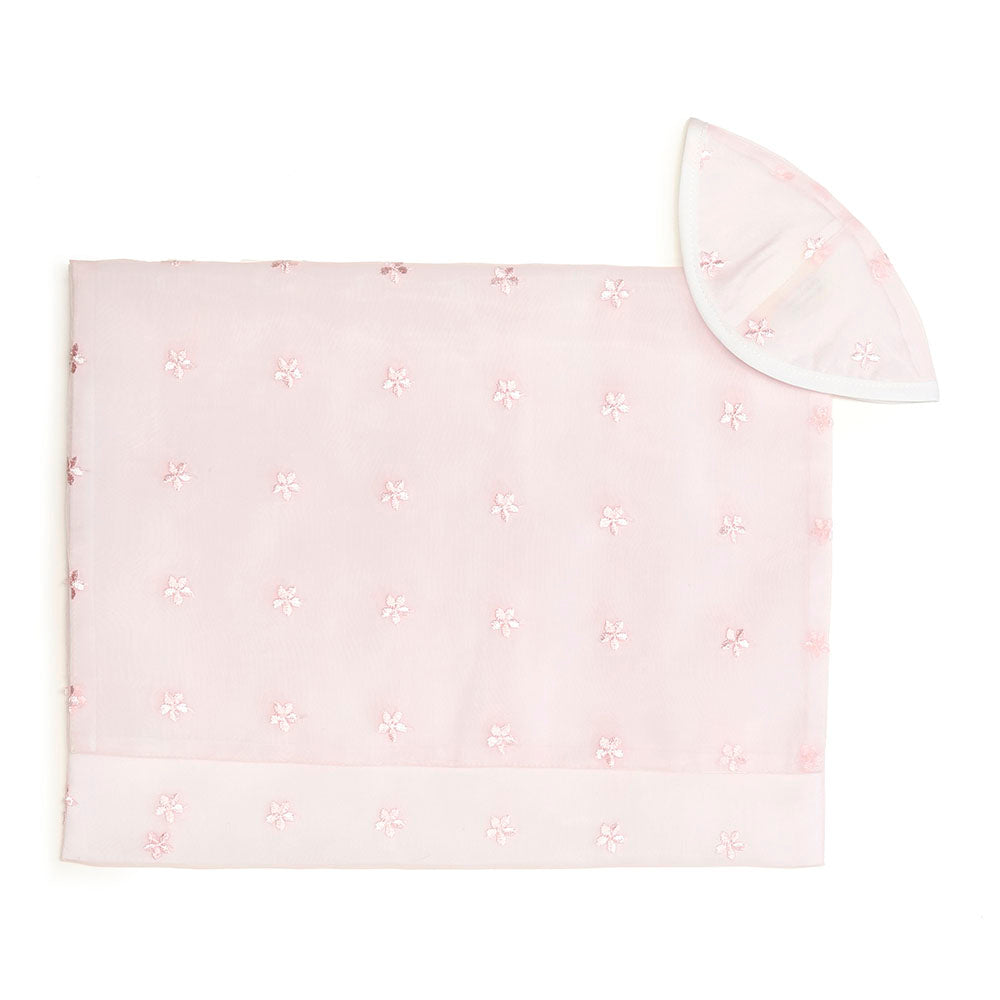 Pink Small Flower Embroidery Tallit Set