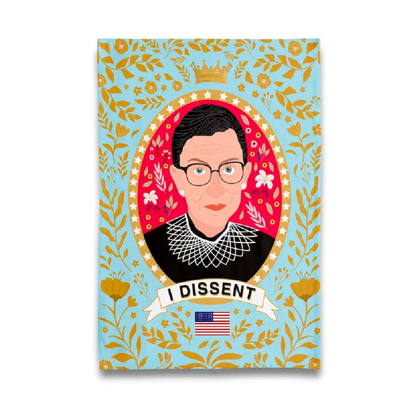 Ruth Bader Ginsberg I Dissent Tea Towel