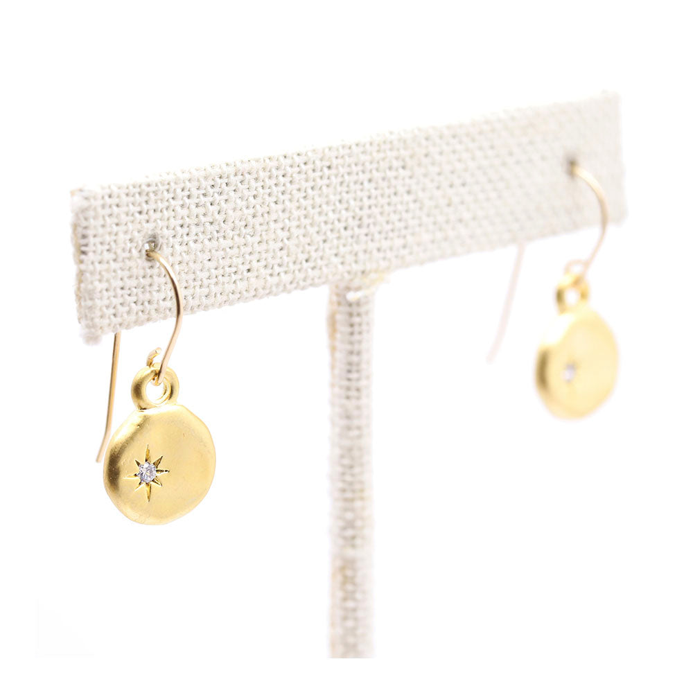 Starburst Matte Gold Disc Earring