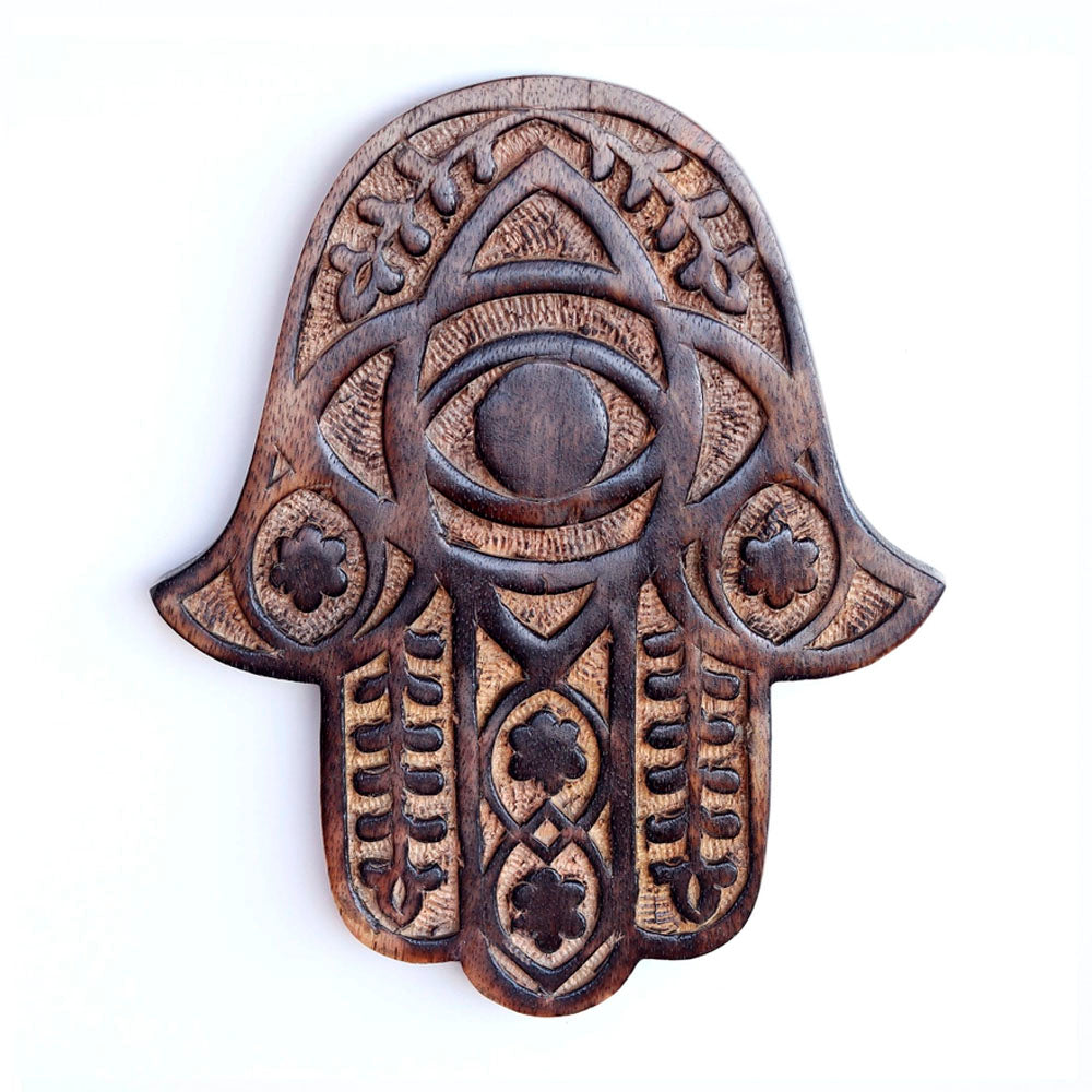 Wooden Hamsa - Myrtle 7"x6"