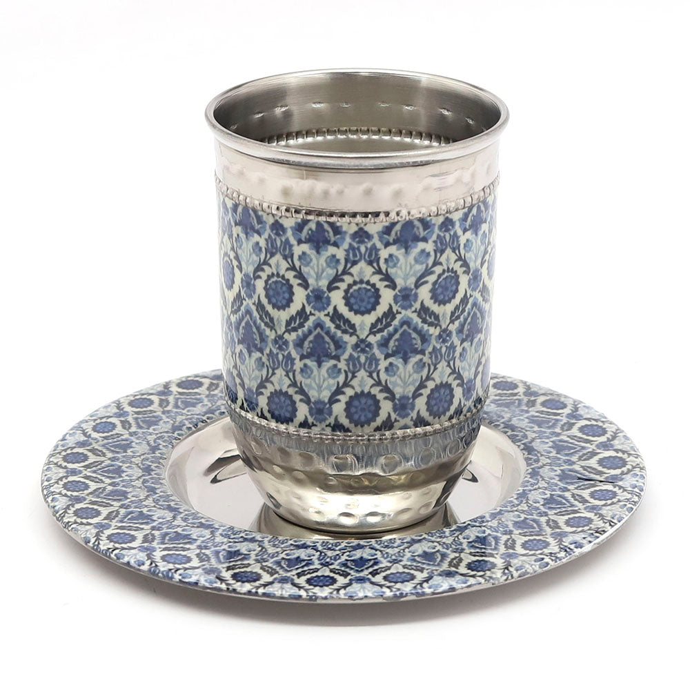 Kiddush Cup with Blue Embroidery Motif
