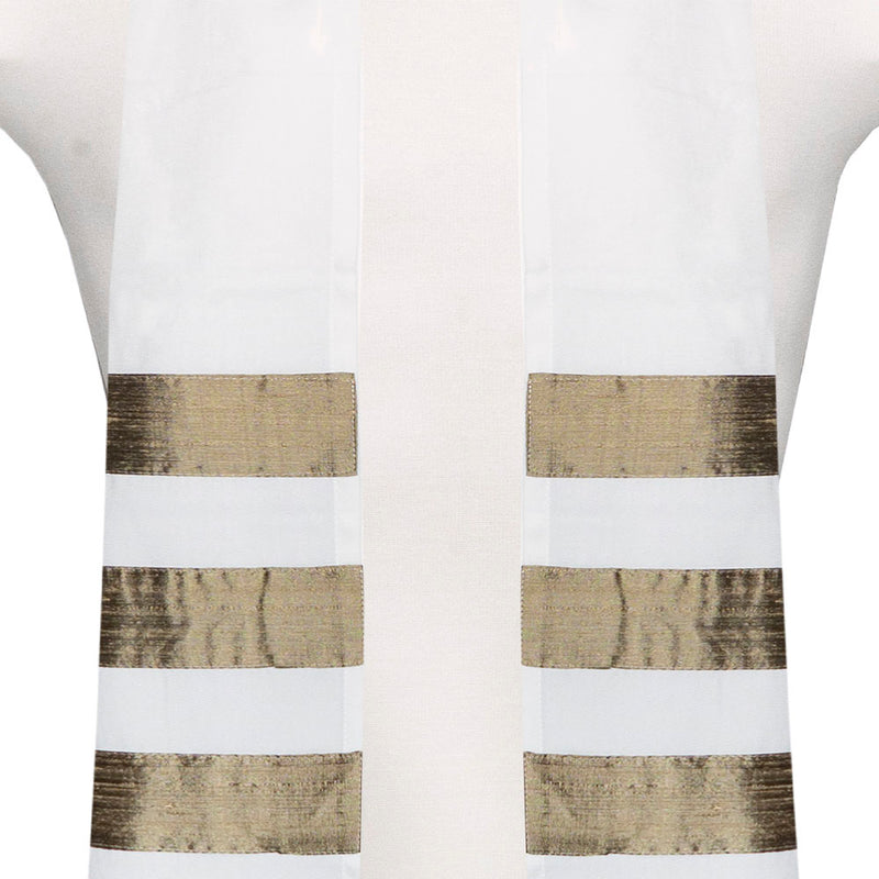 Tallit Set Cotton with Brass Satin Bands