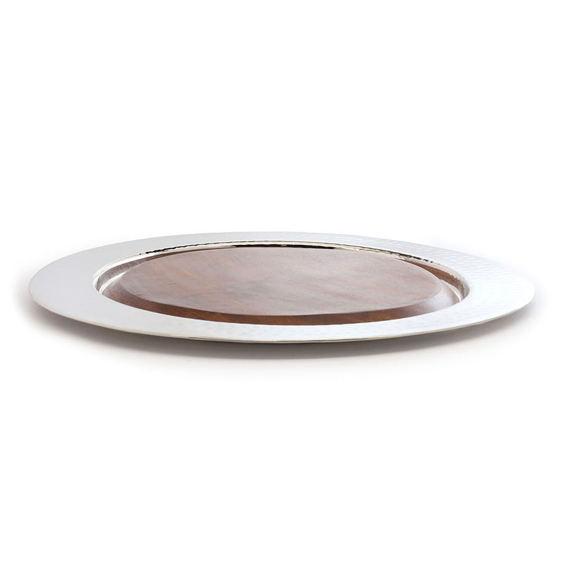 Hammered Steel Challah Board with Wood Tray