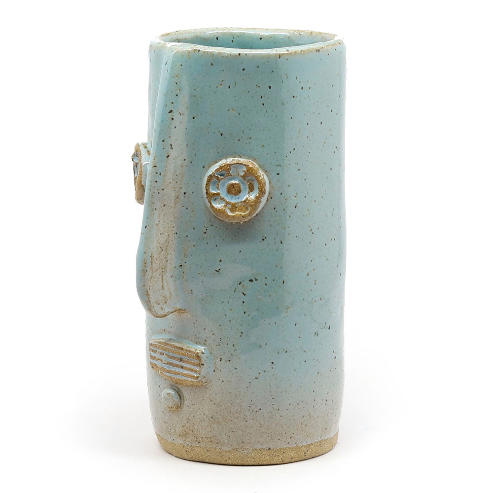 Tall Cylinder Vase with Golem Face
