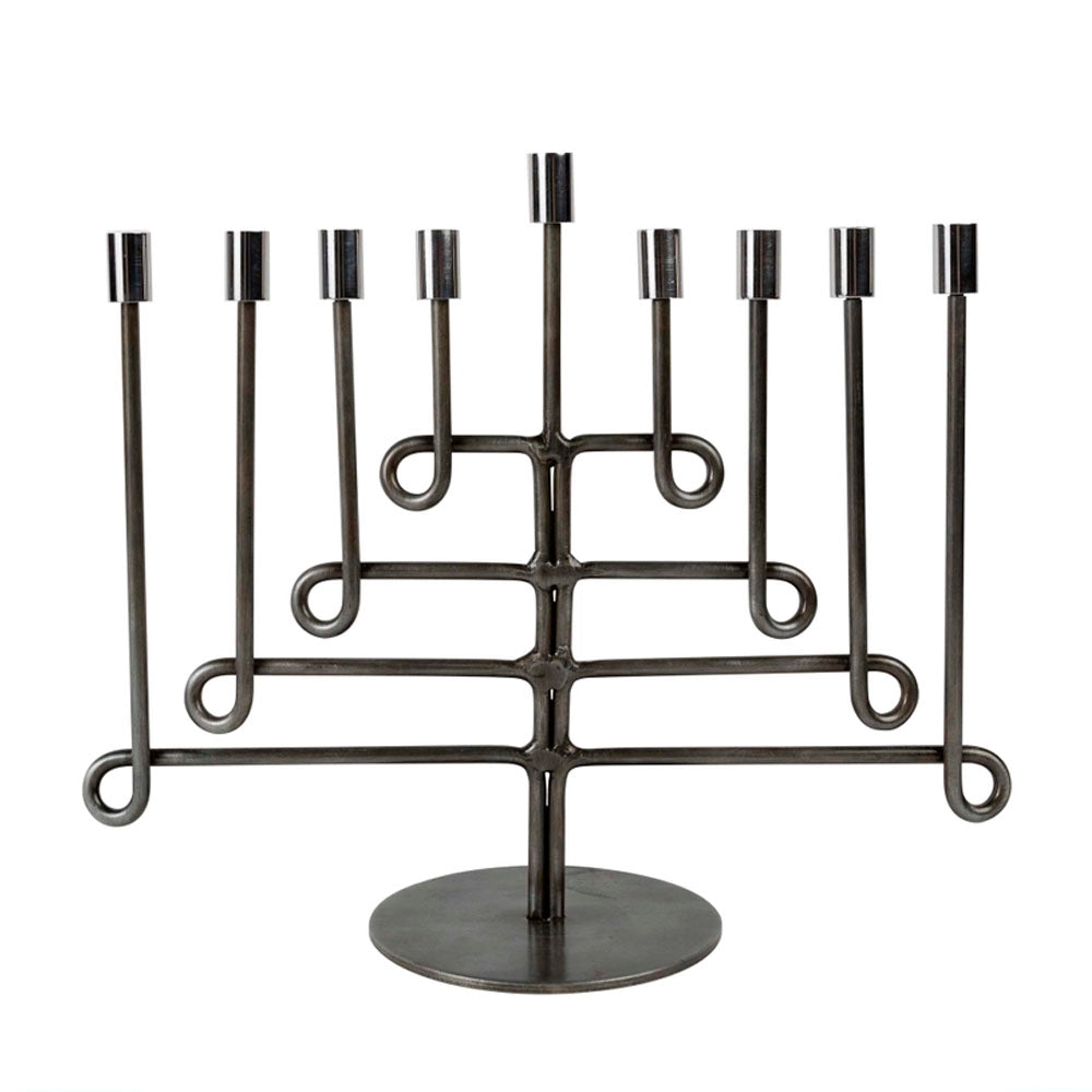 Antiqued Twisted Iron Menorah