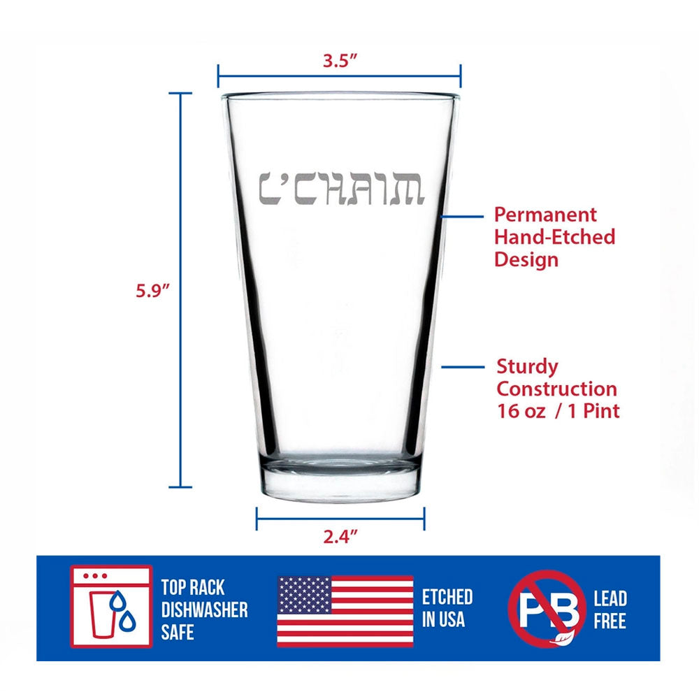 L'chaim Pint Glass For Beer