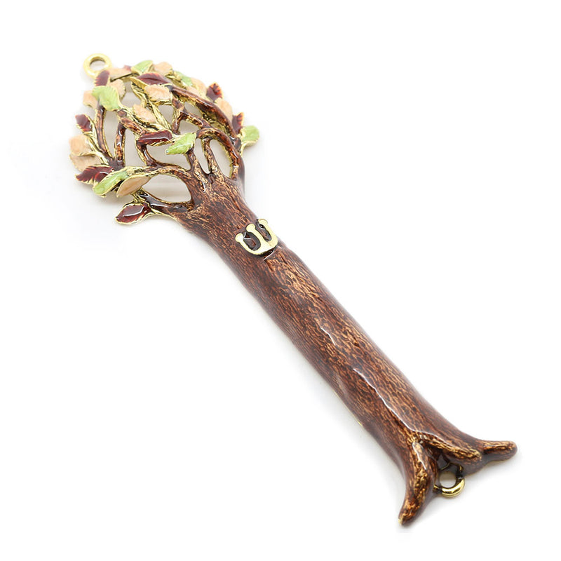 Tree Mezuzah in Brown Enamel