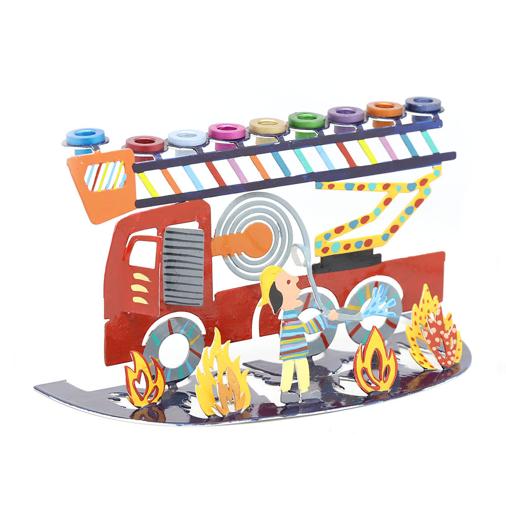 Fire Truck Hanukkiah