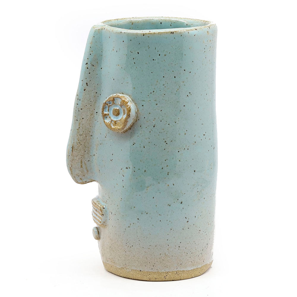 Tall Cylinder Vase with Golem Face