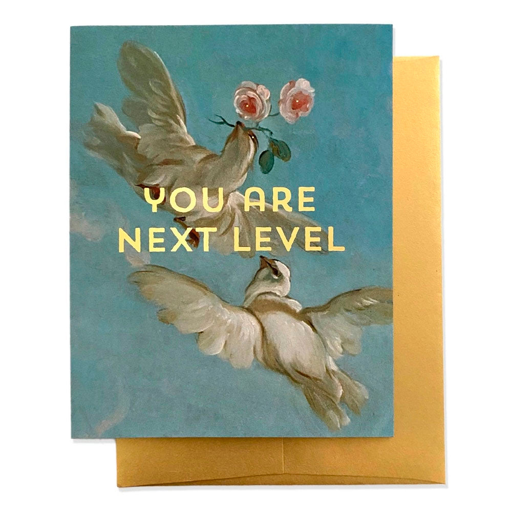Next Level Doves Greeting Card - Gold Foil