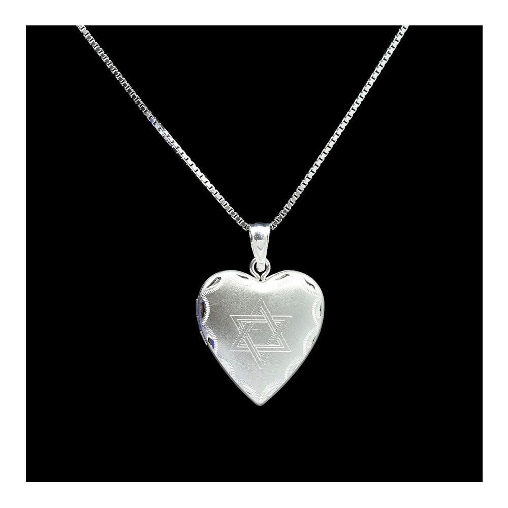 Sterling Heart with Star of David Locket Necklace