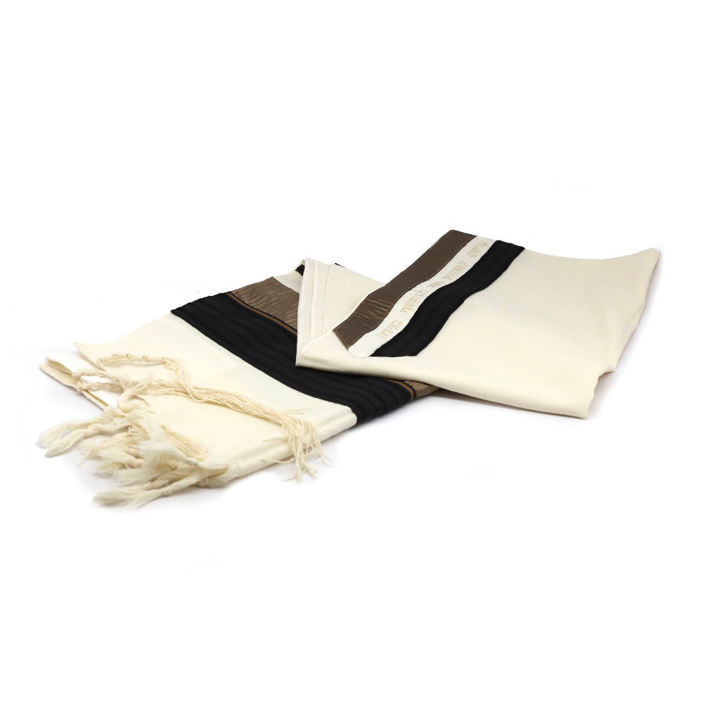 Tallit with Black and Bronze on Ivory