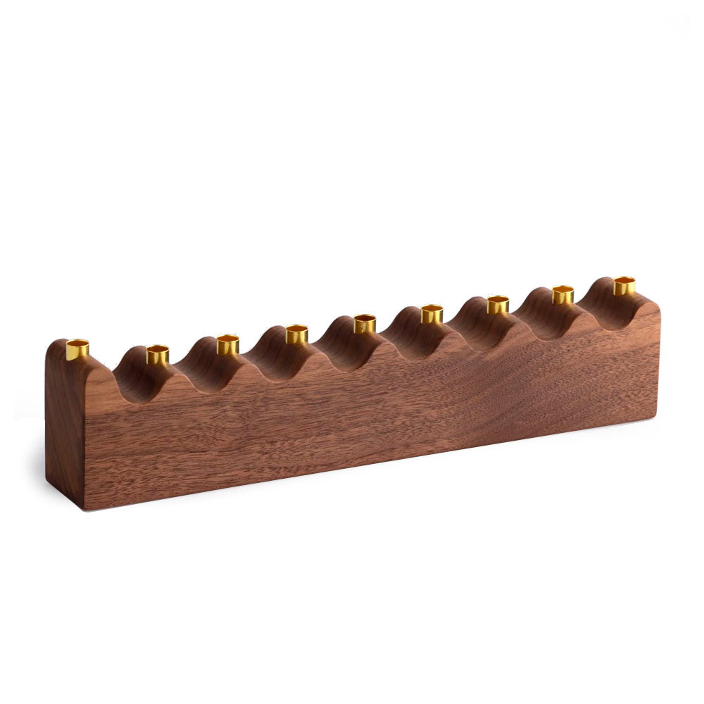 Wave Wood Hanukkiah