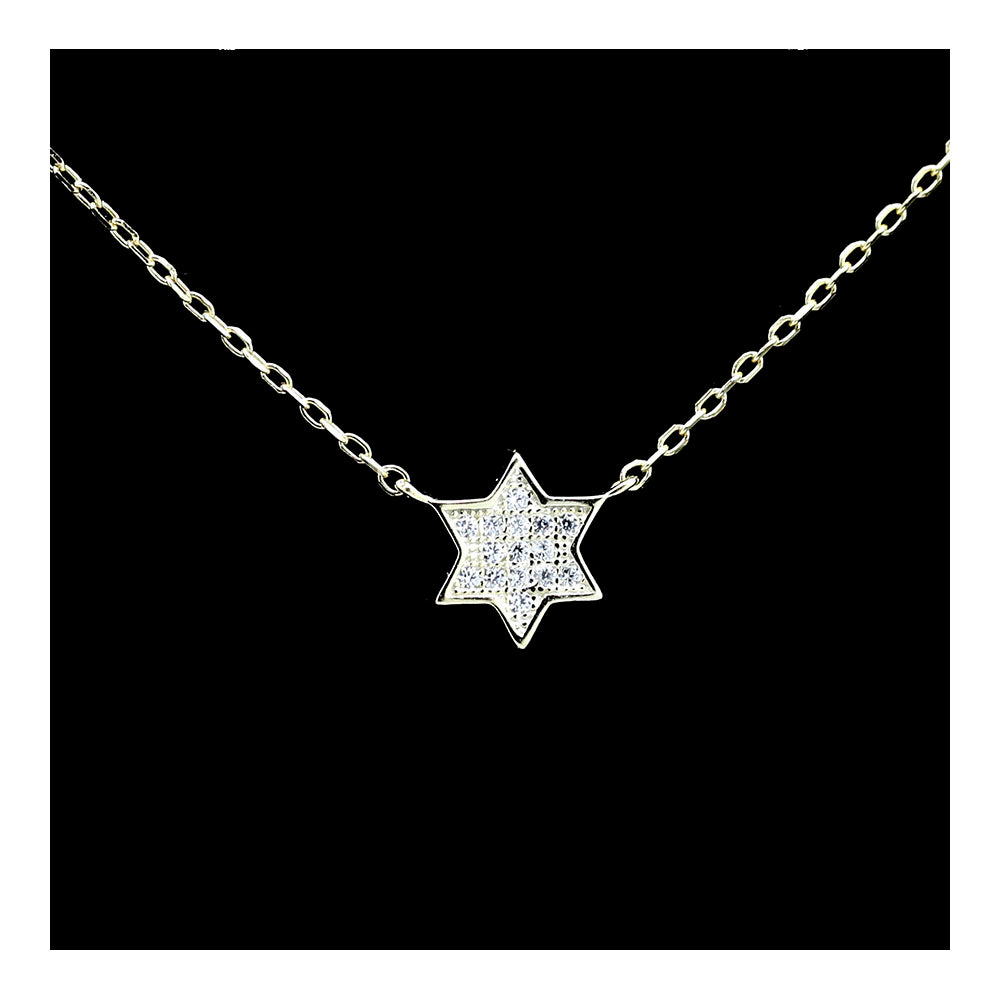 Vermeil Star of David Pave CZ Necklace