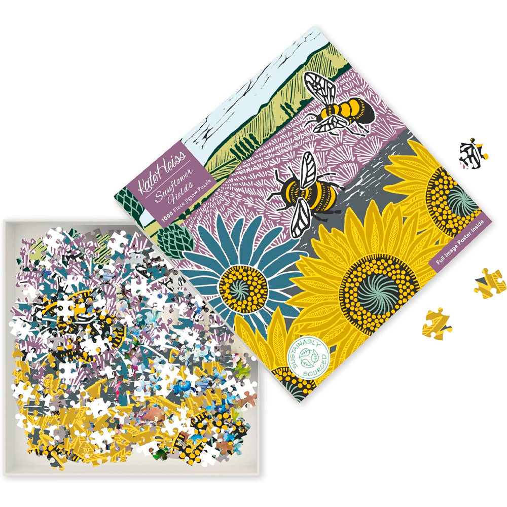 Sunflower Fields: 1000-pieces. Ethical, Sustainable, Earth-Friendly