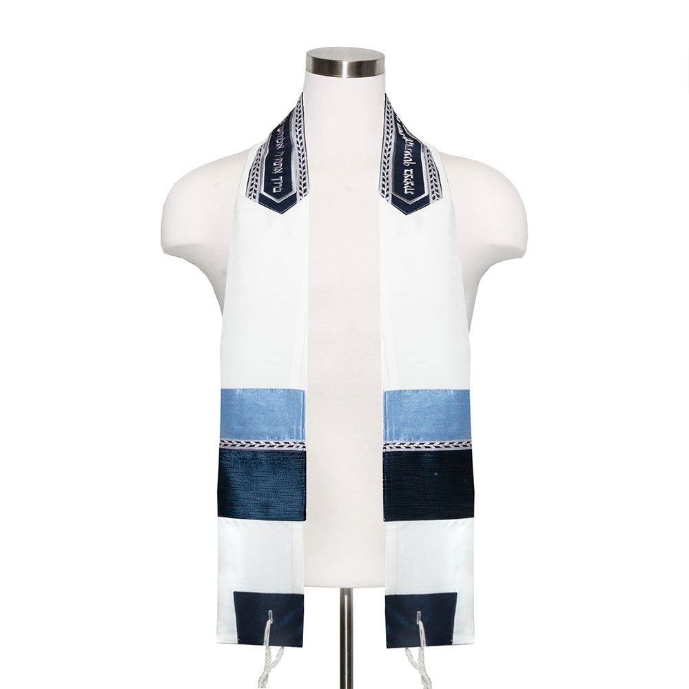 Tallit Set Navy, and Blue on Ivory