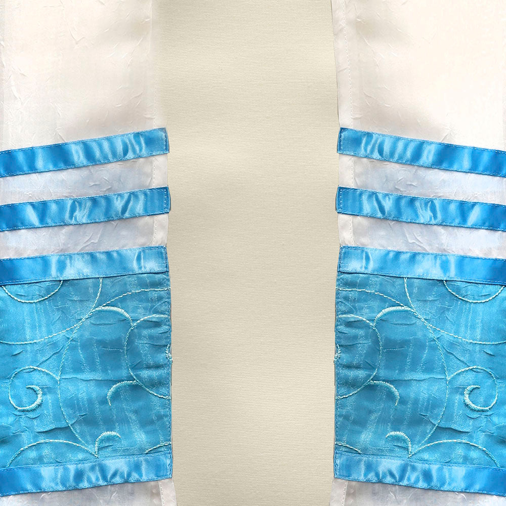 Teal Spiral on Chiffon Tallit Set