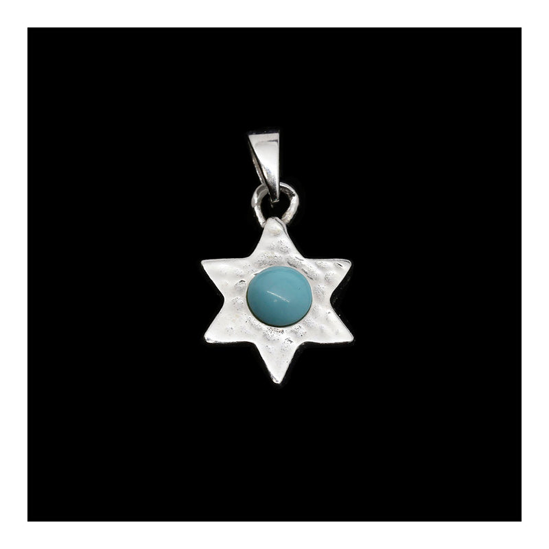 Streling and Opal Star of David Pendant