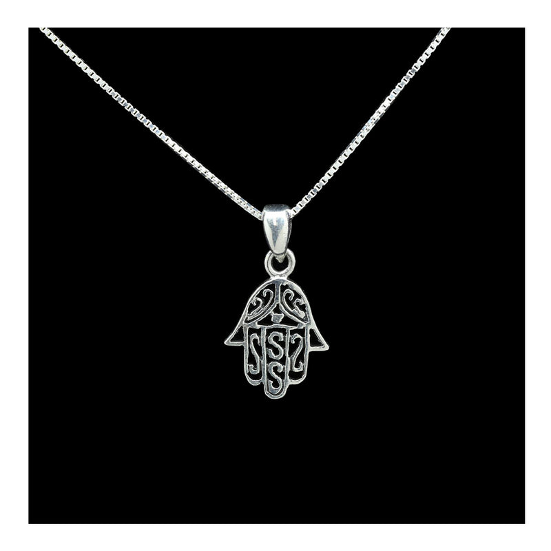 Sterling Silver Mini Filigree Hamsa Necklace