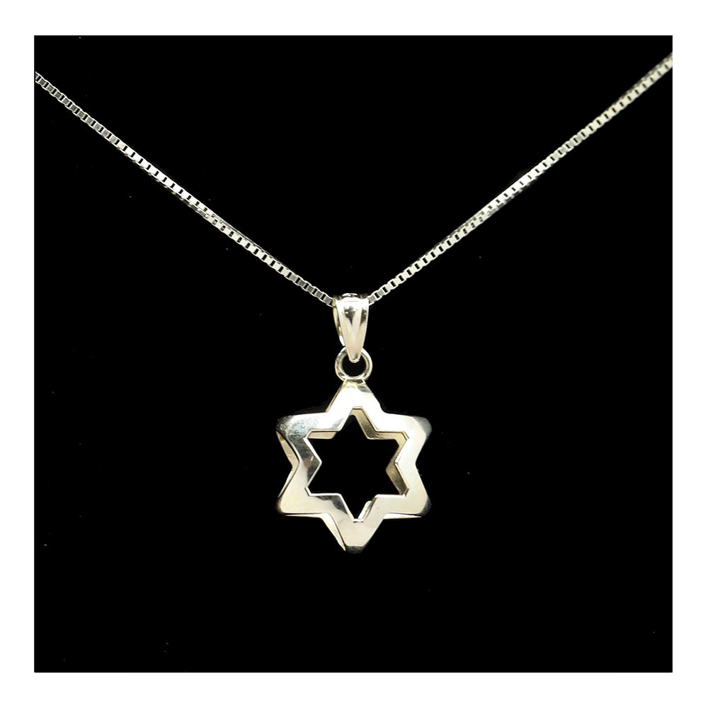 14K Gold Puff Star of David Pendant