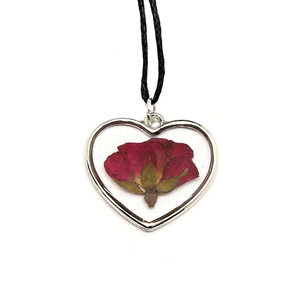 Pendant with Dried Rose Flower Captured in Resin
