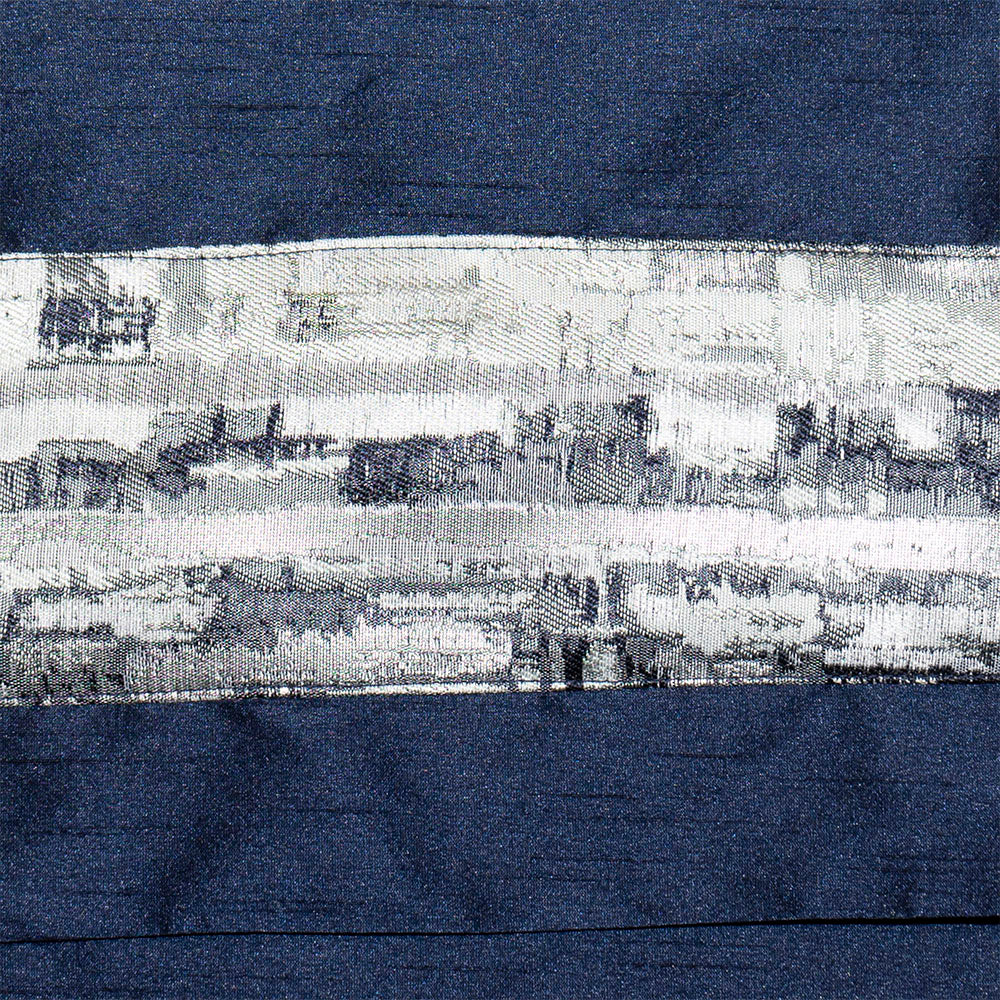 Cream with Navy and Silver Ribbons Tallit Set