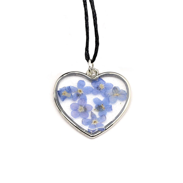 Pendant with Forgetmetnot Flowers Captured in Resin