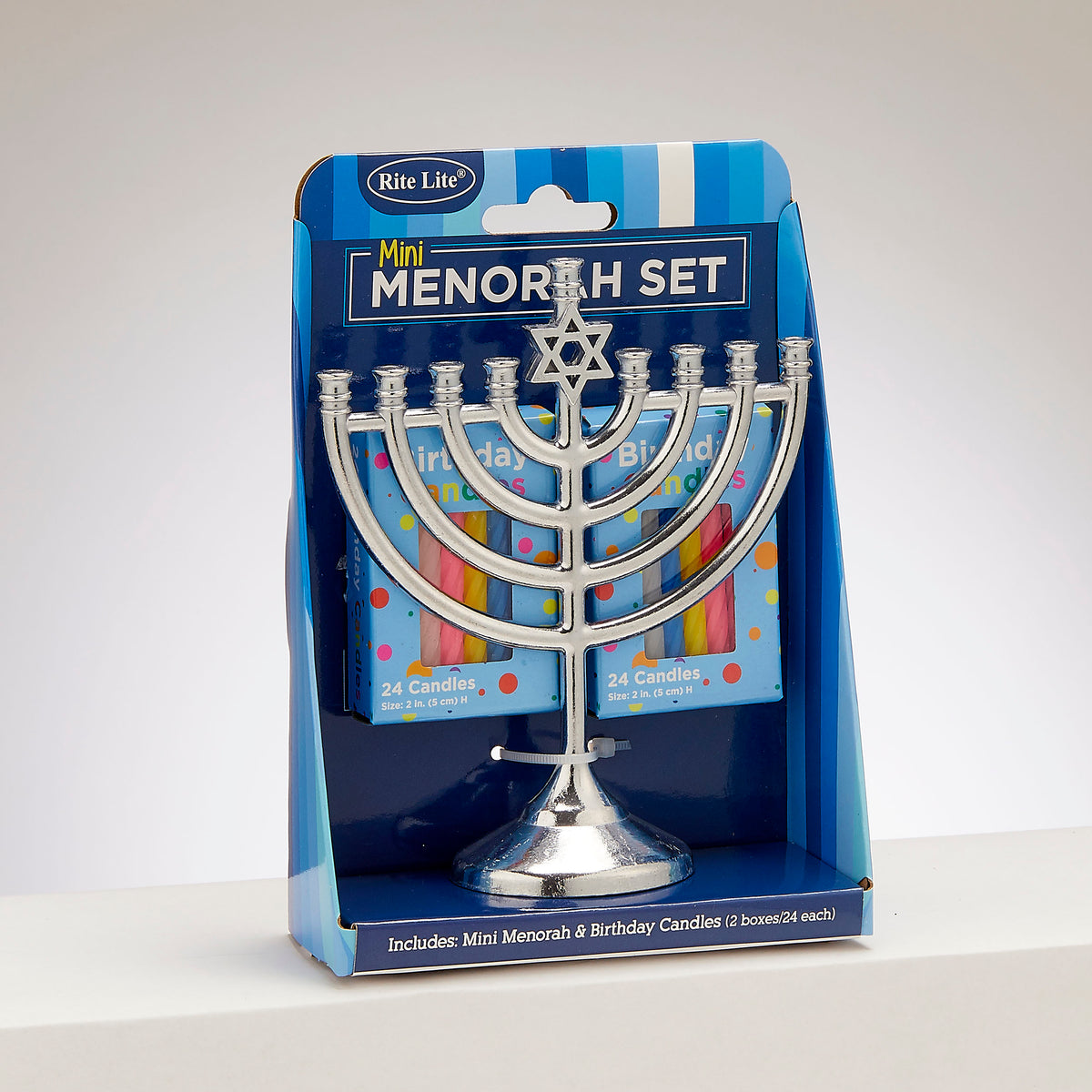 Mini Hanukkia Set & Small Birthday Candles