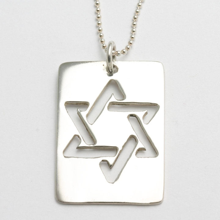 Sterling Star of David Dog Tag Necklace