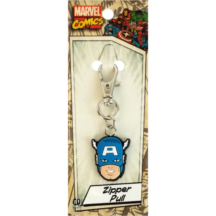 Captain America Head Zipper Pull