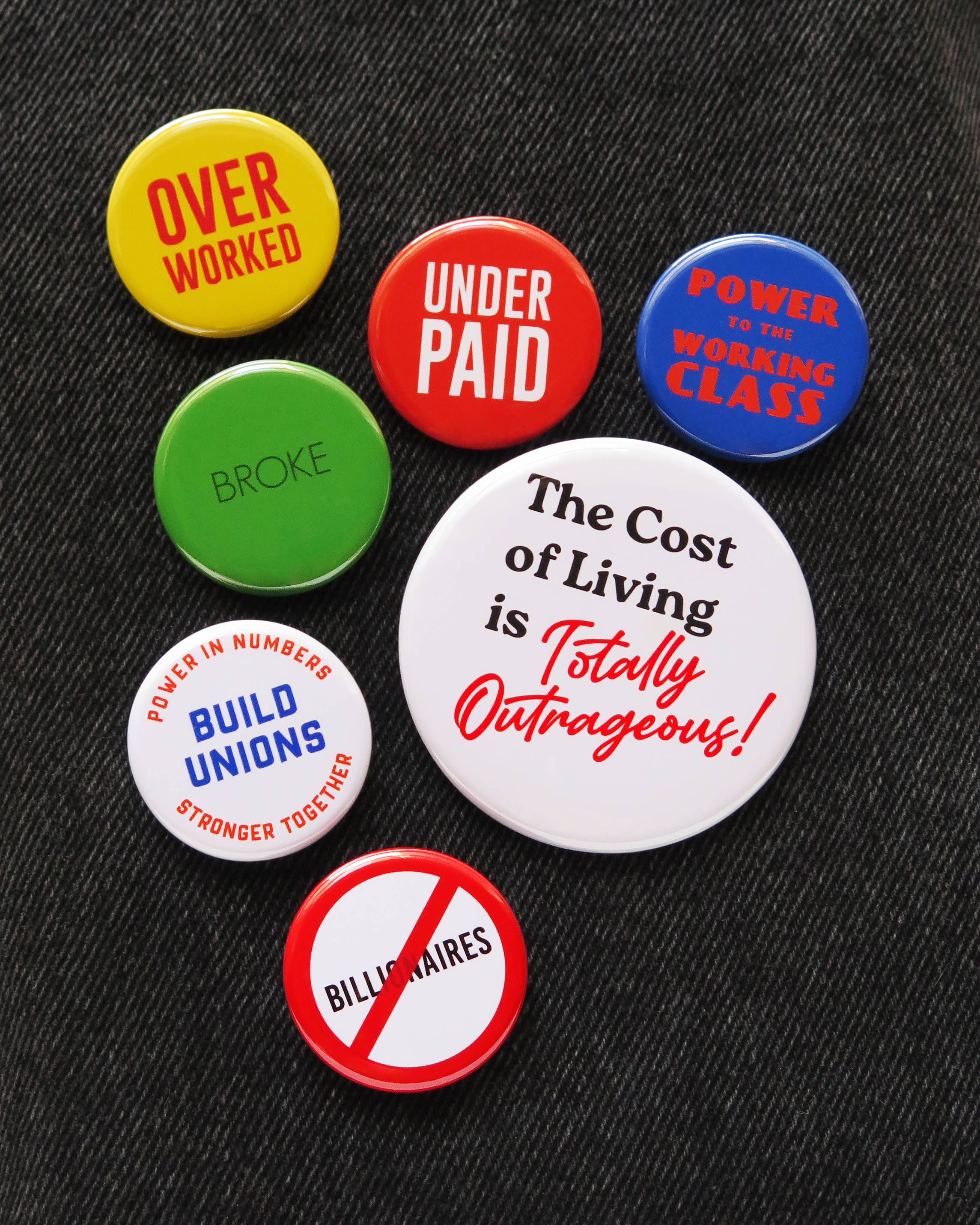 POWER TO THE WORKING CLASS Pinback Button l Protest Badge