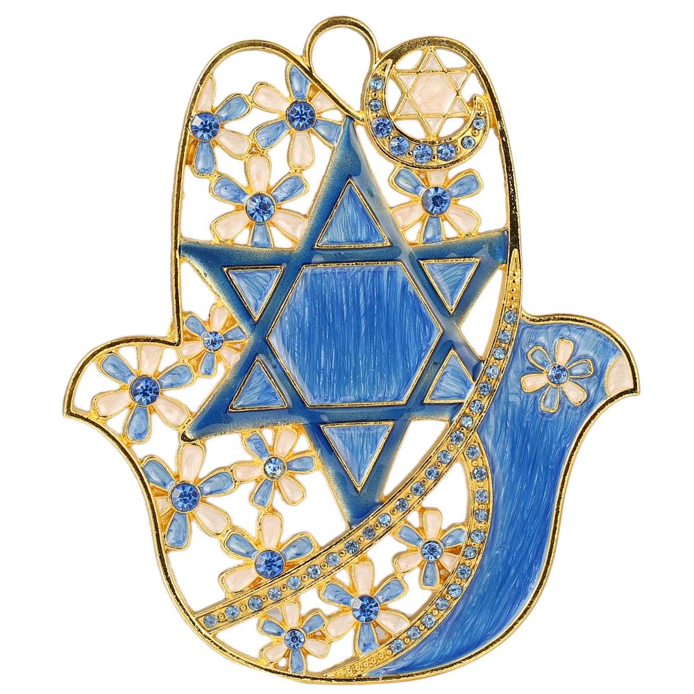 Hanging Hamsa Dove & Flowers Wall Décor Ornament