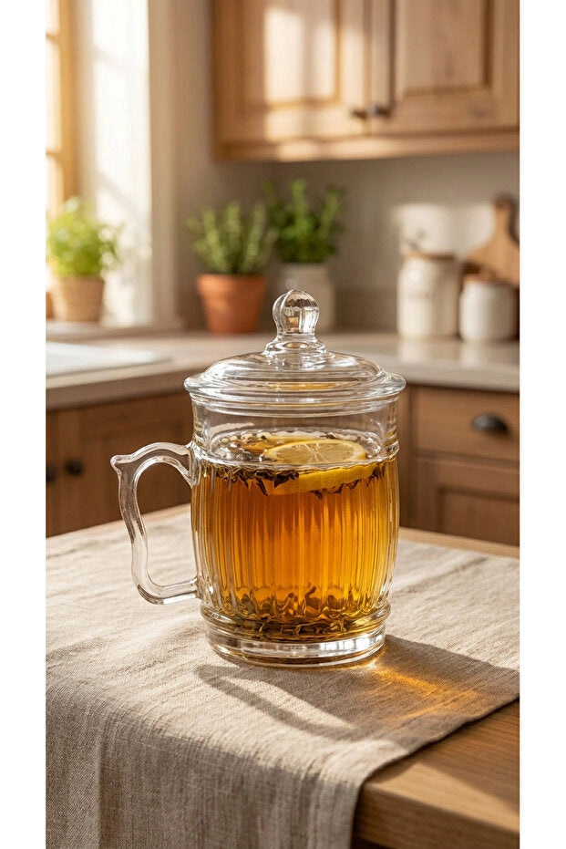 Glass Tea Mug with Lid