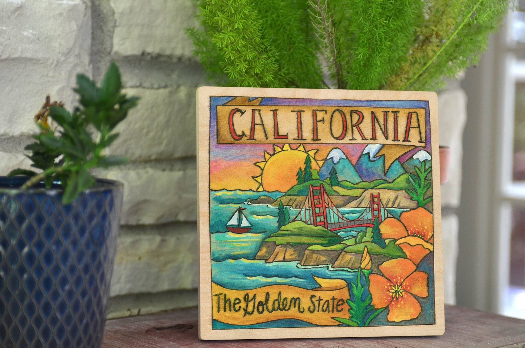 California Wall Plaque - 9x9 | "The Golden State"