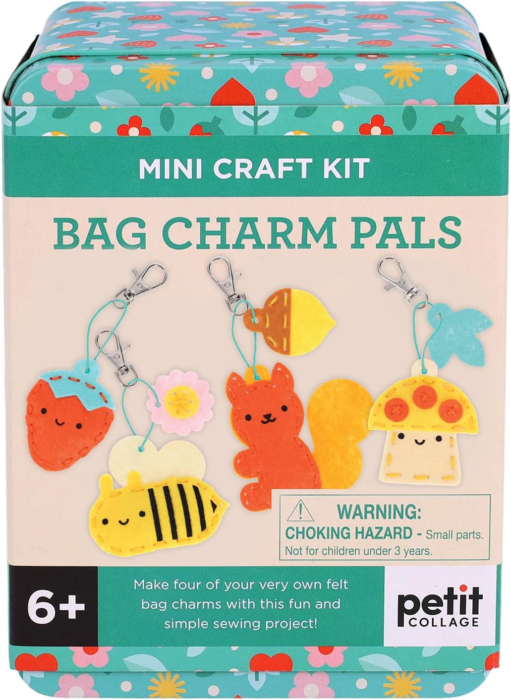 Petit Collage: Bag Charm Pals Felt Craft Kit, Make 4 Different Charms