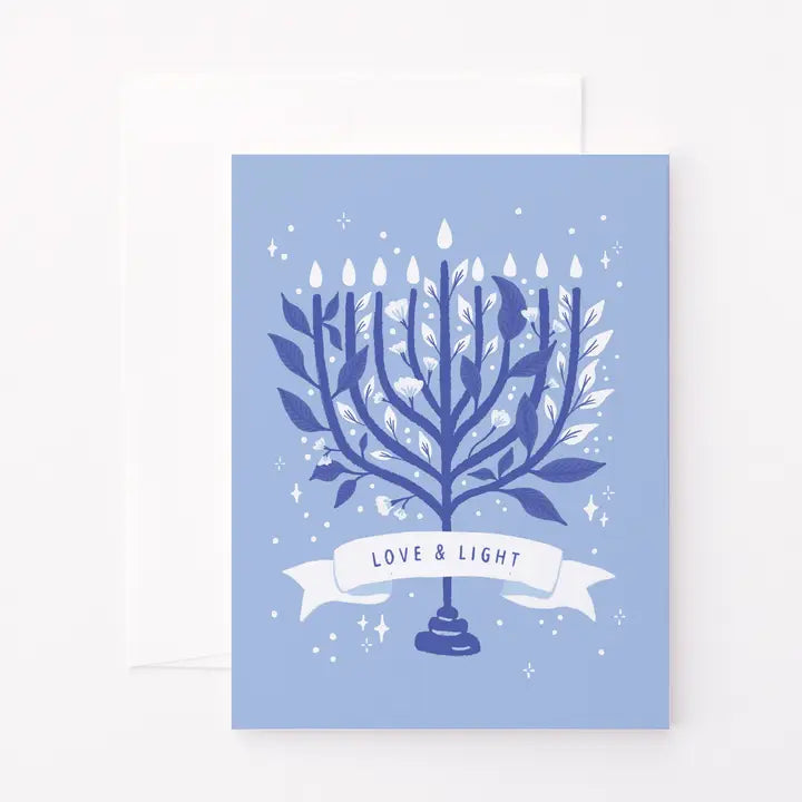 Blooming Light Menorah Hanukkah Greeting Card