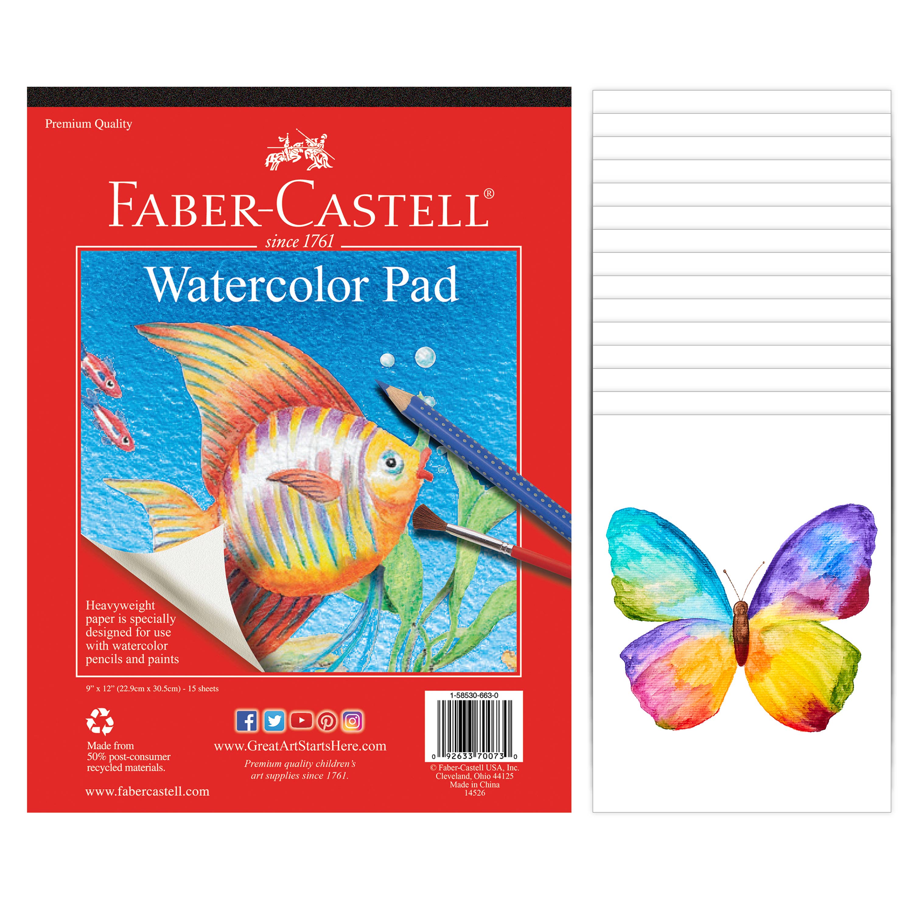 Watercolor Paint Paper Pad 9" x 12" Heavy-Duty 15 Pages