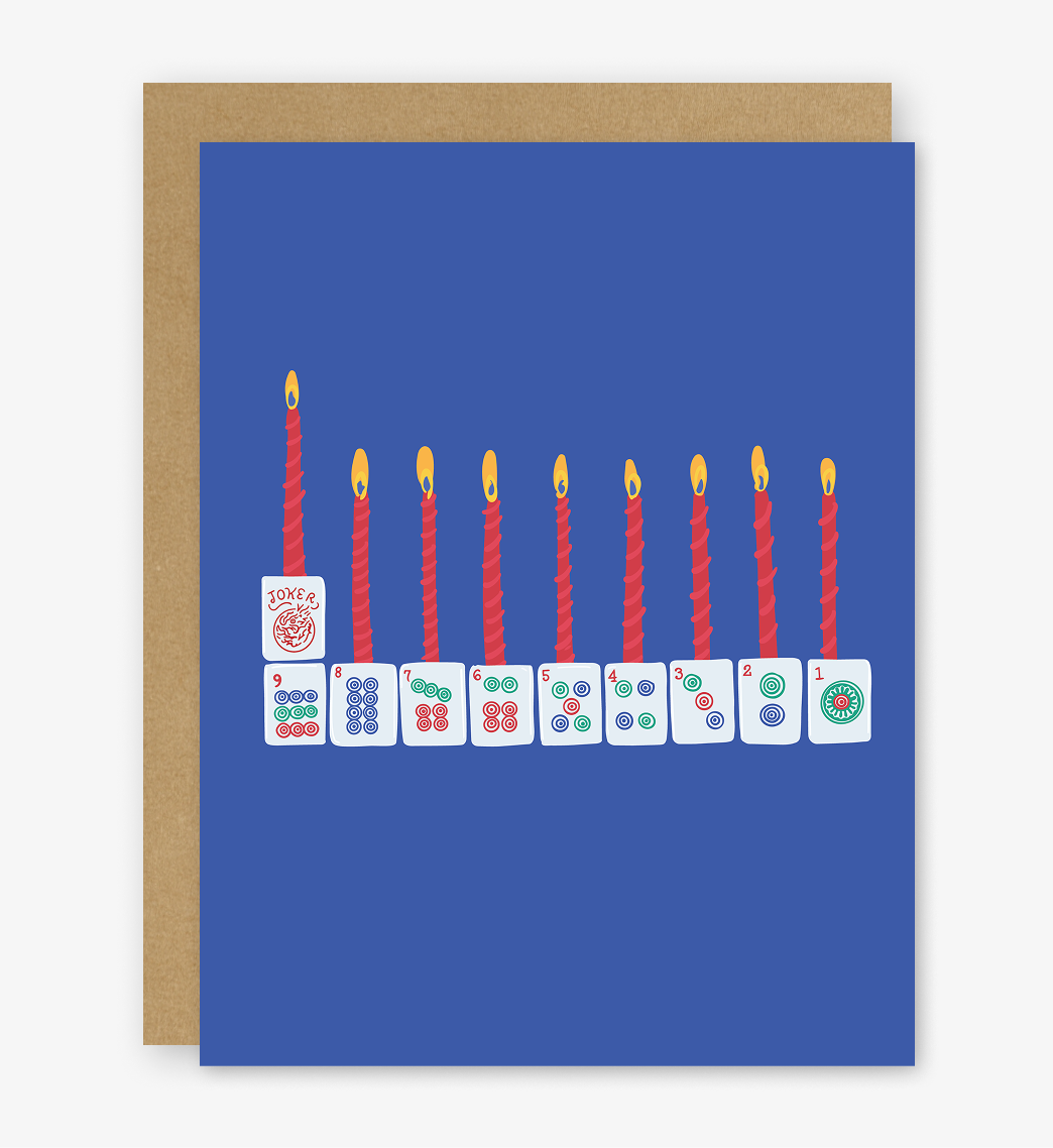 8 Days of Mahjong Menorah Hanukkah Menorah Card