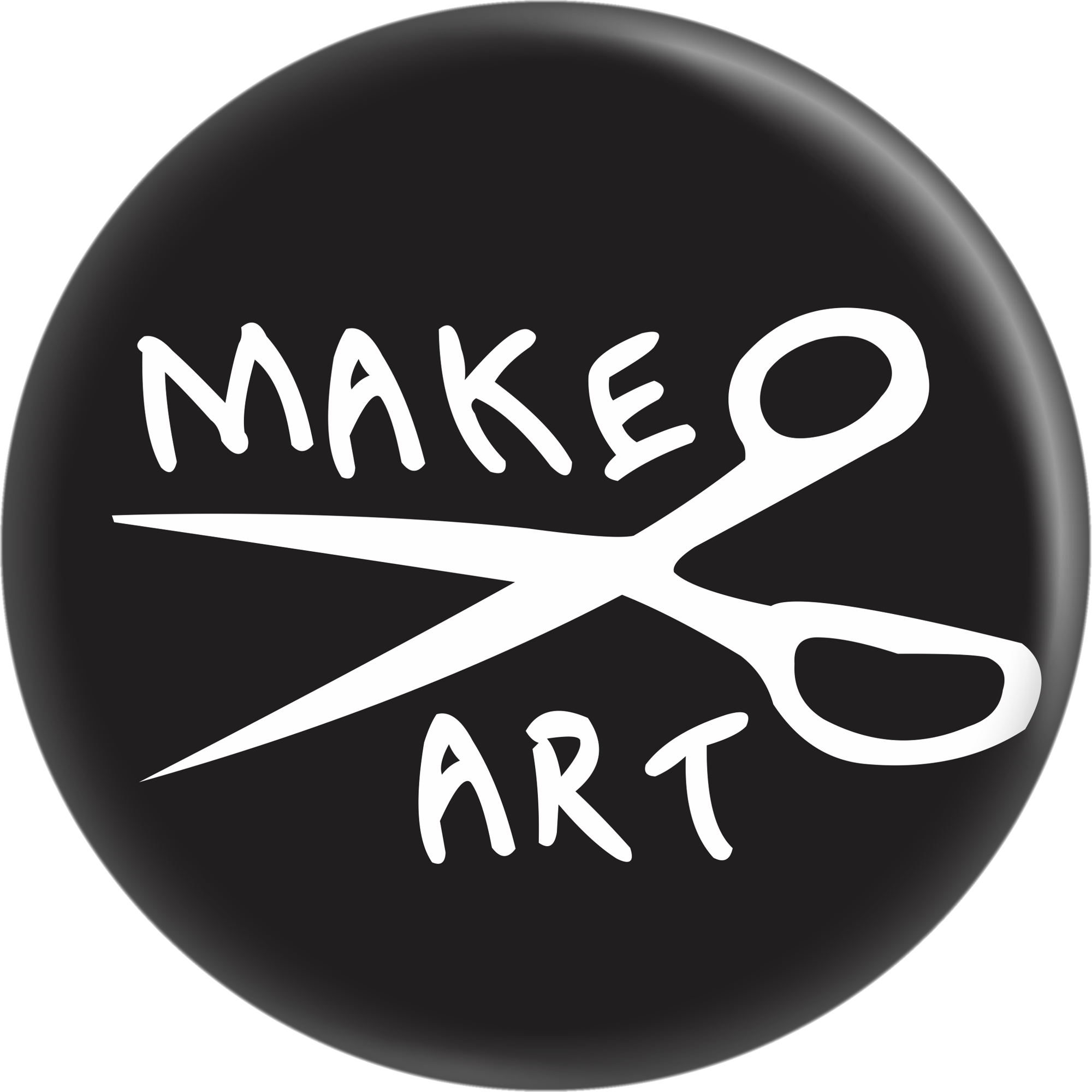 "Make Art" - With Scissors Button Pin 1"