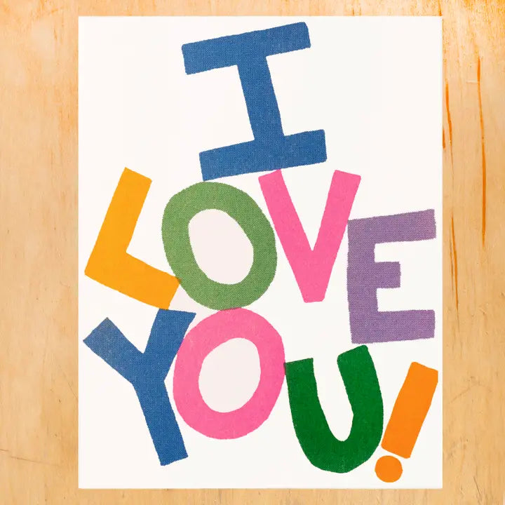 I Love You Crooked Risograph Greeting Card