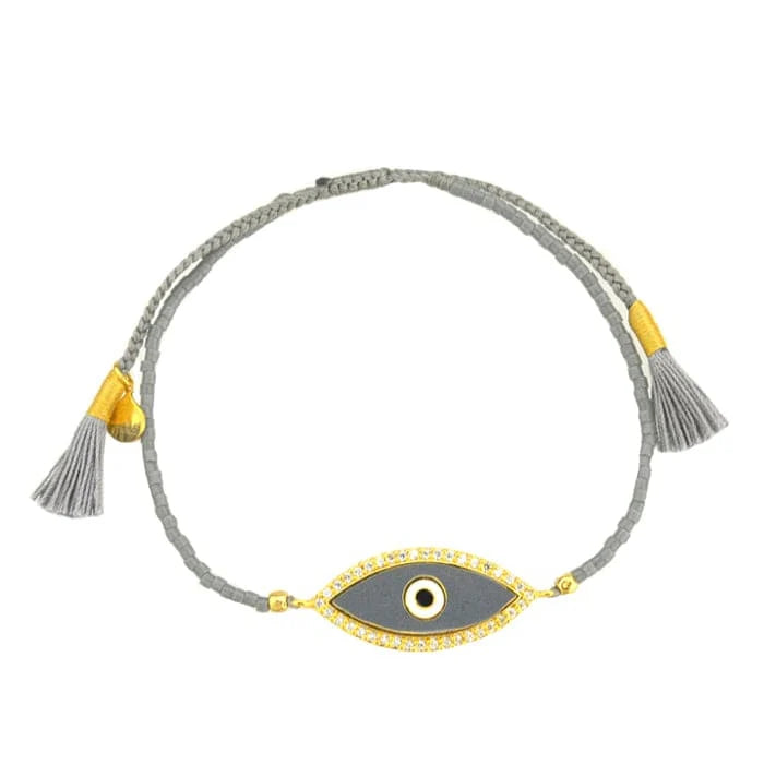 Hand Beaded Bracelet with Evil Eye Accent