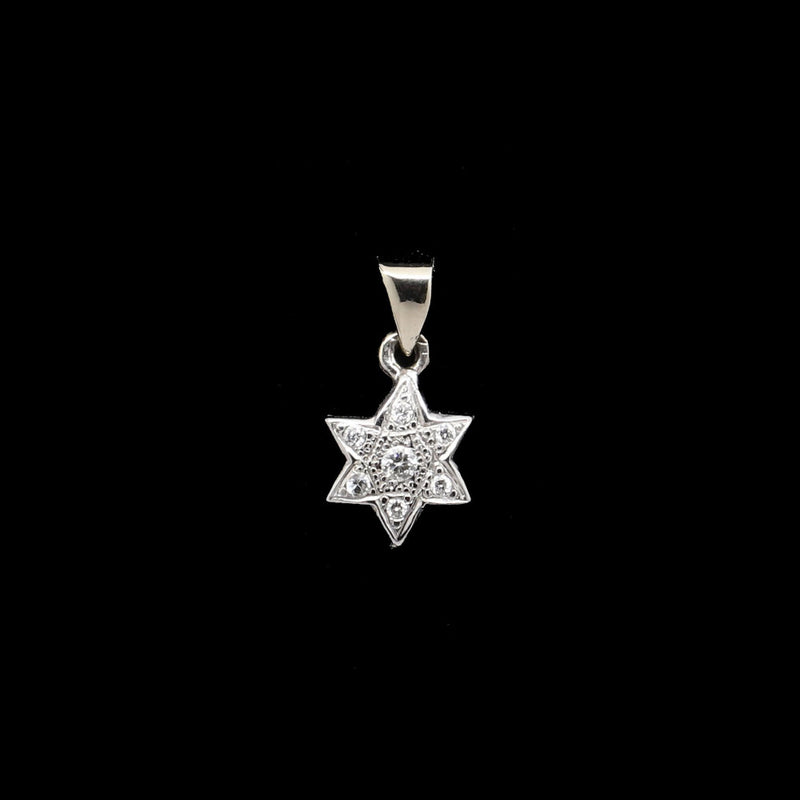 14k White Gold Star of David with Diamonds