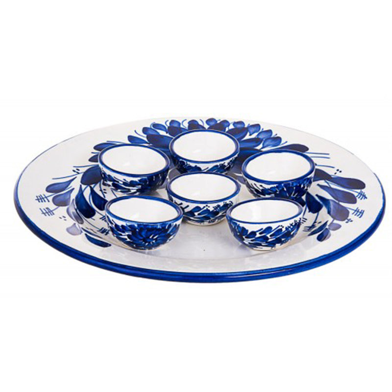 Blue and White Floral Ceramic Seder Plate