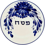 Blue and White Floral Ceramic Seder Plate